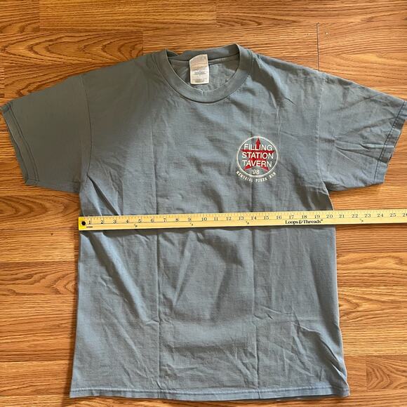 Vintage 90s Filling Station Tavern T-Shirt L 1998 Poker Run Blue Biker Beefy Tee - Picture 4 of 6